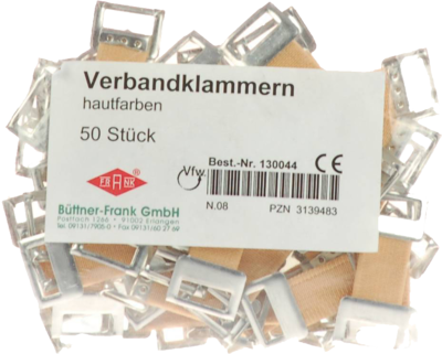 VERBANDKLAMMERN hautfarben mit Gummiband