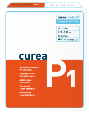 CUREA P1 superabsorb.Wundauflage 15x15 cm