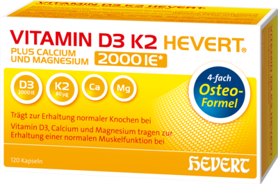 VITAMIN D3 K2 Hevert plus Ca Mg 2000 IE/2 Kapseln